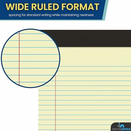 Wide ruled notebook paper with magnified section